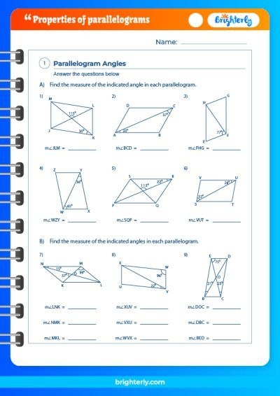 Third Grade Geometry Activity Identifying Parallelograms Worksheet Image 18 Third grade worksheet showing various shapes for identifying parallelograms with a coloring activity