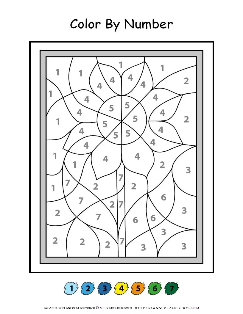Writing worksheet for Pre-K Colorful flower-themed worksheet for Pre-K students to practice number identification. Fun and engaging "Color the Flowers: Number 1" worksheet for early math skills.