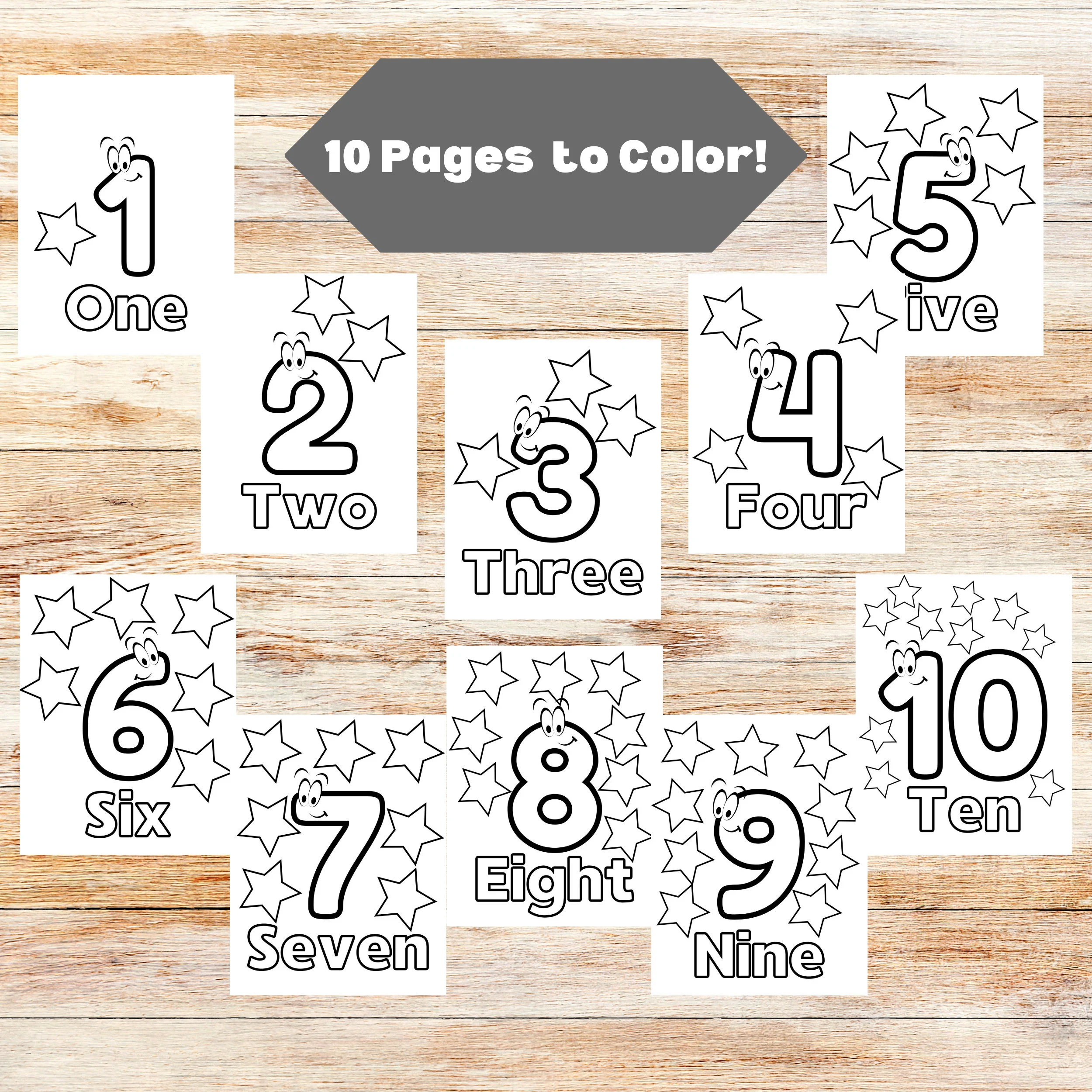 Engaging worksheet image for coloring and counting practice with numbers 1 to 10 Color the Numbers 1-10 worksheet for Pre-K kids to enjoy while learning subtraction skills