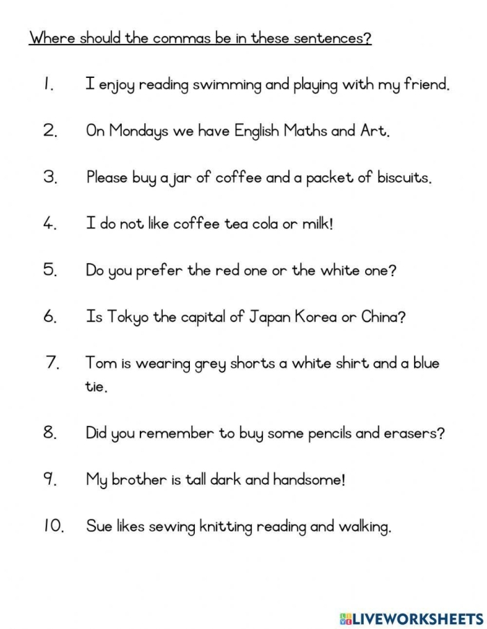 Comma usage practice for history class in a third grade worksheet 9 Third grade worksheet focusing on the use of commas in historical sentences