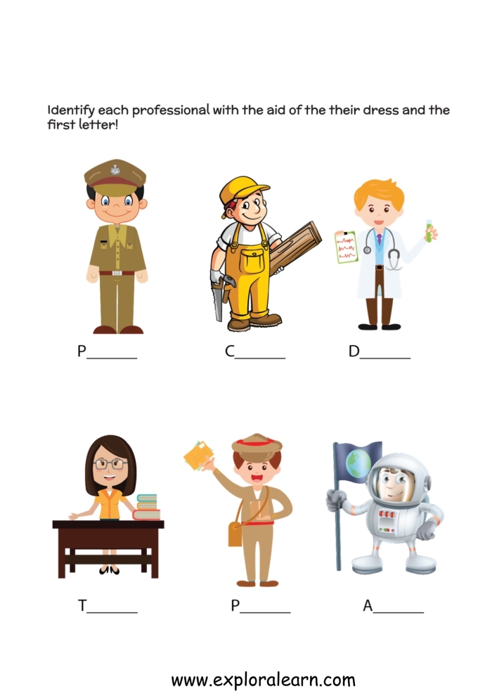 Kindergarten worksheet showing community workers and their vehicles to match