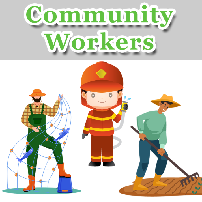 Kindergarten worksheet showing community workers and their vehicles to match and identify