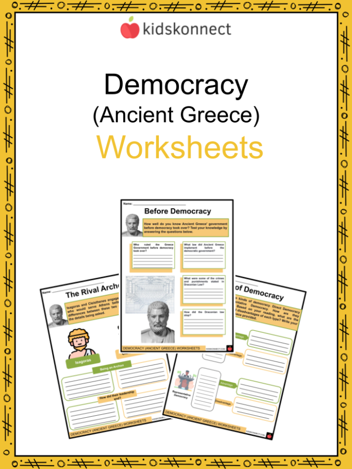 Worksheet comparing democracy in Ancient Athens and the modern United States for sixth graders