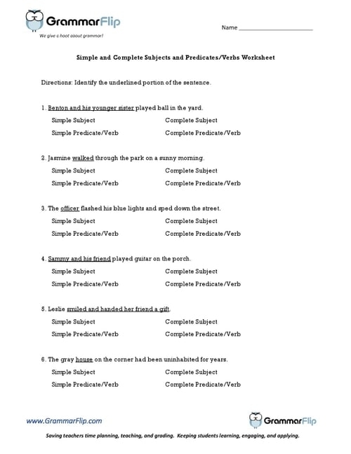 Complete predicate identification exercise for fourth graders in civics and government class, worksheet number 9 Fourth-grade worksheet focused on identifying the complete predicate in sentences for civics and government lessons