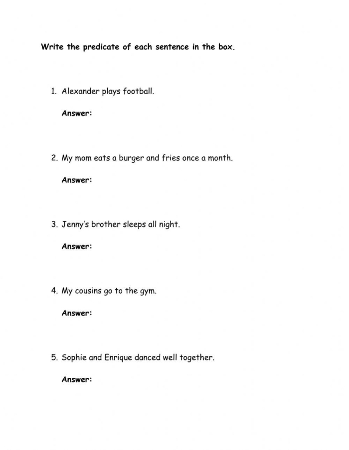 Complete Predicate Identification exercise for fourth graders in Civics and Government lesson 17 Fourth grade worksheet focused on identifying complete predicates in sentences for civics class