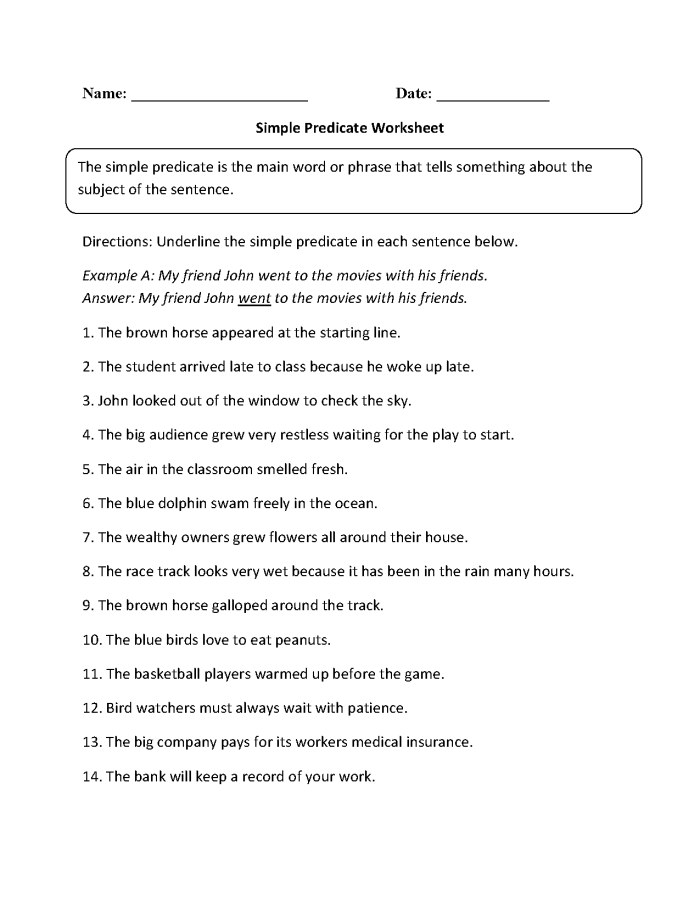 Complete Predicate Identification exercise for fourth grade students in Civics and Government, image 21 Fourth grade worksheet focusing on identifying complete predicates in sentences for civics class