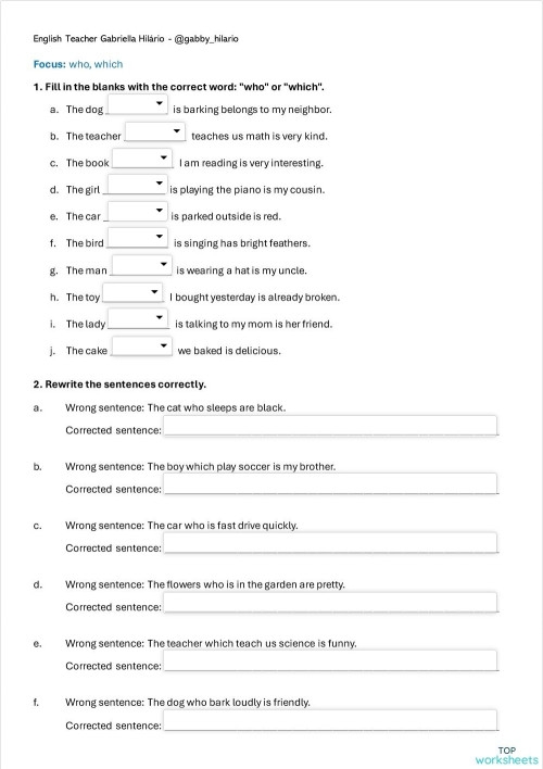 Complete Subject and Complete Predicate worksheet for third graders focusing on sentence structure