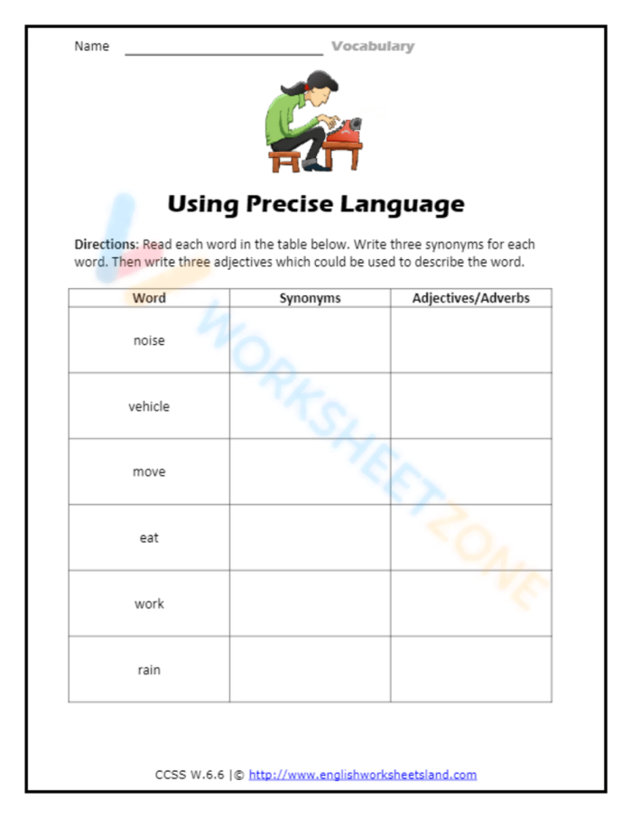 Express Ideas Precisely and Concisely worksheet for seventh grade learners, image 14 Seventh grade worksheet on expressing ideas clearly and briefly with sentence revision exercises