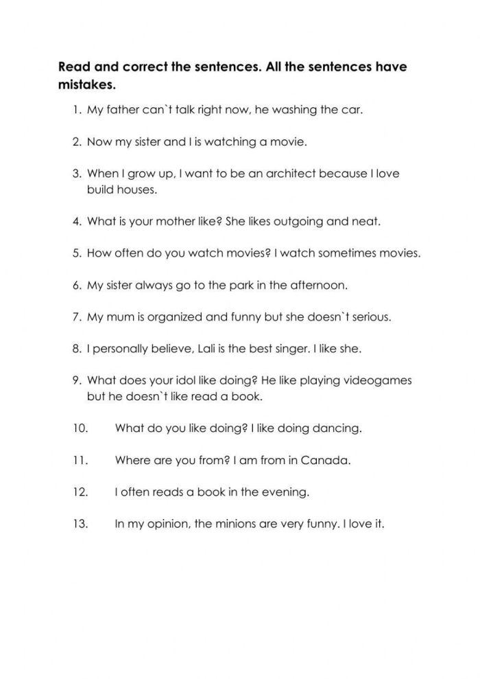 Eighth grade grammar worksheet on identifying and correcting verb mood mistakes. Worksheet for correcting errors in verb mood focusing on indicative and subjunctive forms.