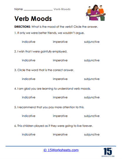 Correcting Errors in Verb Mood Worksheet for Eighth Graders Worksheet for correcting verb mood errors in eighth-grade grammar practice