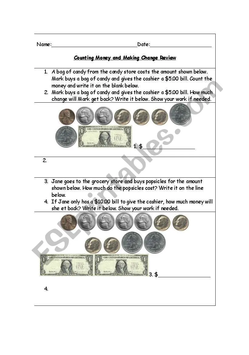 Count the Pocket Change worksheet for early math and financial literacy in young learners Colorful worksheet for kindergarteners to count pocket change for learning money skills