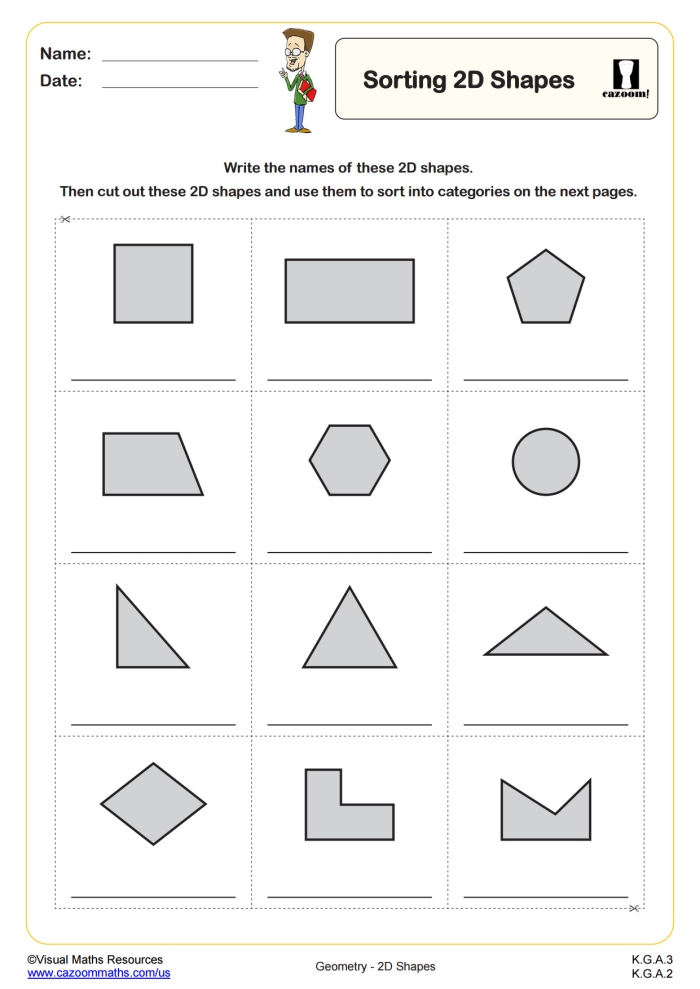 Third grade students counting angles on various two-dimensional shapes in a math worksheet
