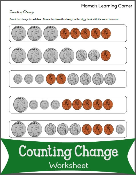 Count the Pocket Change worksheet for kindergarten students Worksheet for counting coins to help kids learn about money