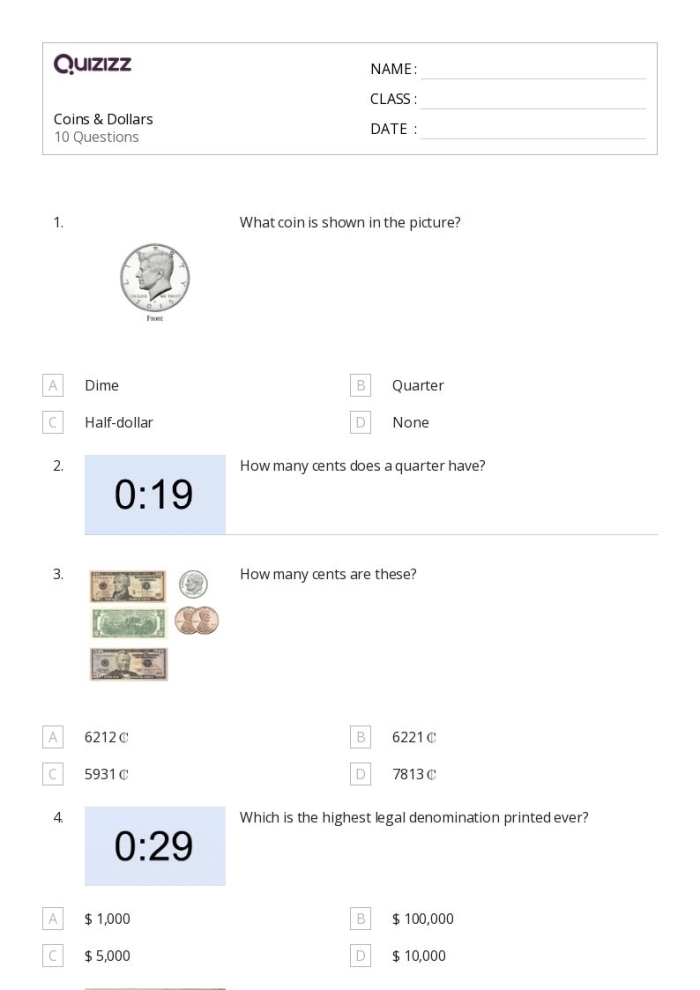 Adding Up Money Values - Second Grade Math Practice Worksheet 19 Second grade student counting coins and dollar bills to calculate the total cost of a jacket on a math worksheet