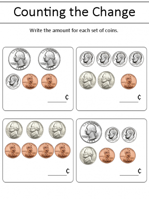 Number Theory worksheet for Kindergarten A colorful worksheet designed for kindergarteners to practice counting coins. Count the Pocket Change worksheet for teaching young children about money.