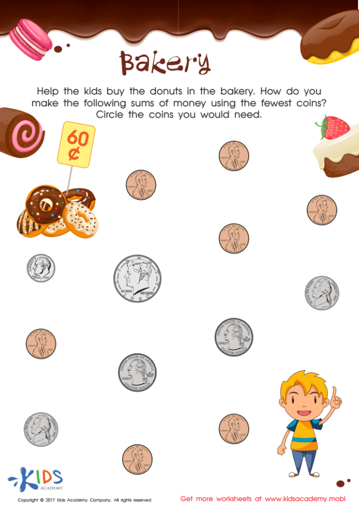 Count the Pocket Change worksheet for kindergarten learners Colorful worksheet for counting coins to teach kids about money