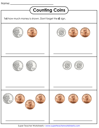 Engaging coin-counting activity to help kids learn about money management Colorful worksheet for counting pocket change aimed at kindergarten students
