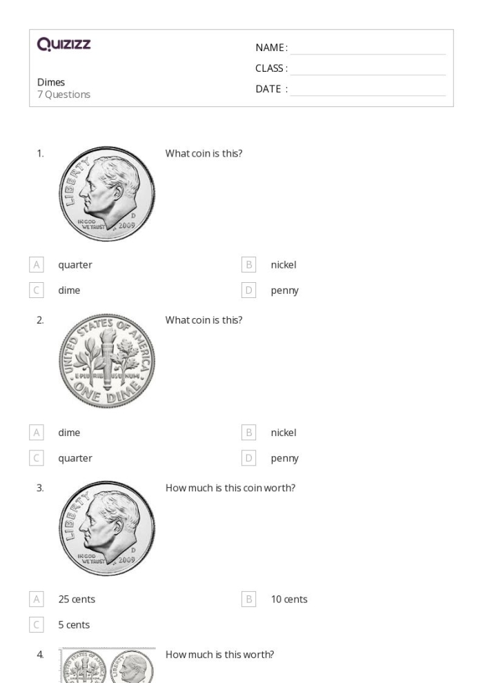 Counting Dimes math exercise for first graders on handwriting practice 18 First grade worksheet showing dimes to count and write their total value in cents