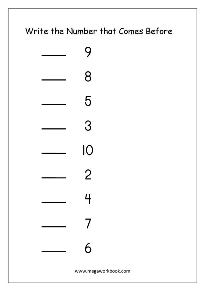 Printable counting exercise for young learners in first grade, worksheet number 13 First Grade math worksheet focusing on before, after, and between numbers for counting practice