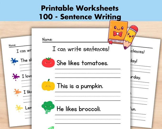 Creative sentence stretching activity for young learners worksheet 12 First Grade sentence practice worksheet encouraging creative writing