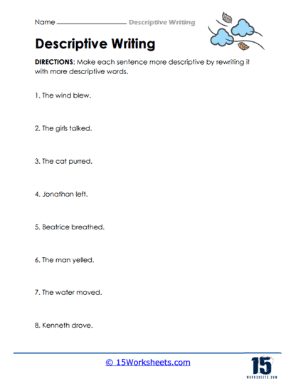Engaging sentence starter prompts for young writers on worksheet 14 Third grade worksheet with descriptive writing prompts to encourage creative sentence building