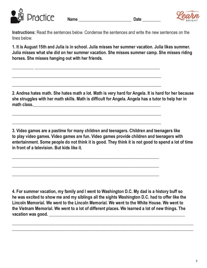 Creative sentence stretching activity for young learners worksheet 9 First Grade sentence practice worksheet encouraging creative writing
