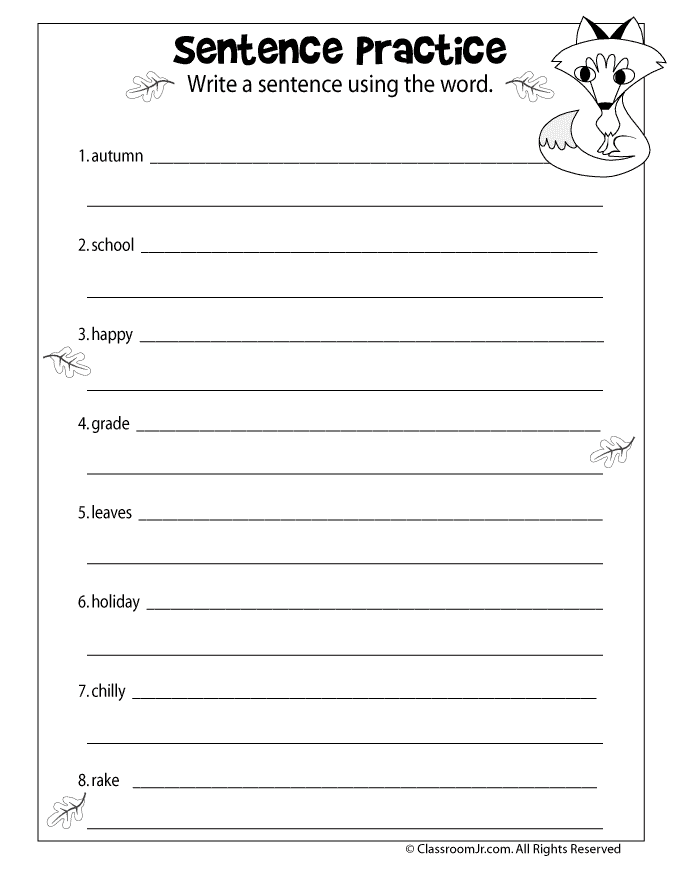 Creative sentence stretching activity for young learners, worksheet 3 First Grade Sentence Practice worksheet encouraging creative writing