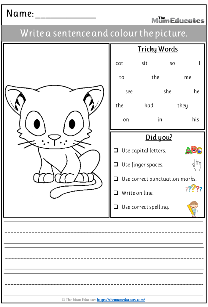 Third Grade sentence prompts worksheet to help kids practice writing