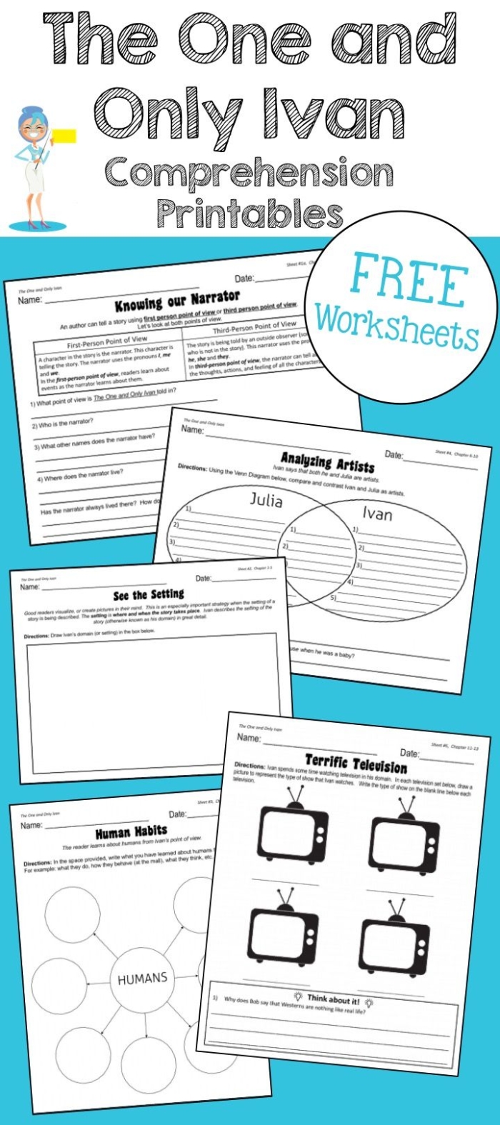Third grade worksheet featuring a zoo design activity inspired by The One and Only Ivan