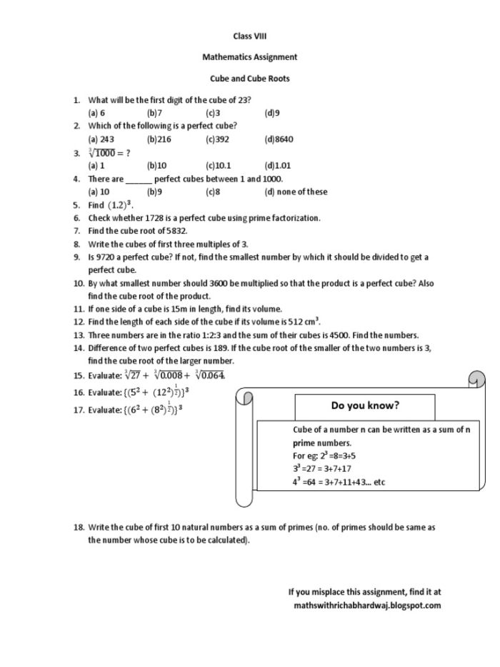 Practice problems for isolating variables in cubed equations with step-by-step solutions Eighth grade student solving cubic equations with cube root operations on a math worksheet