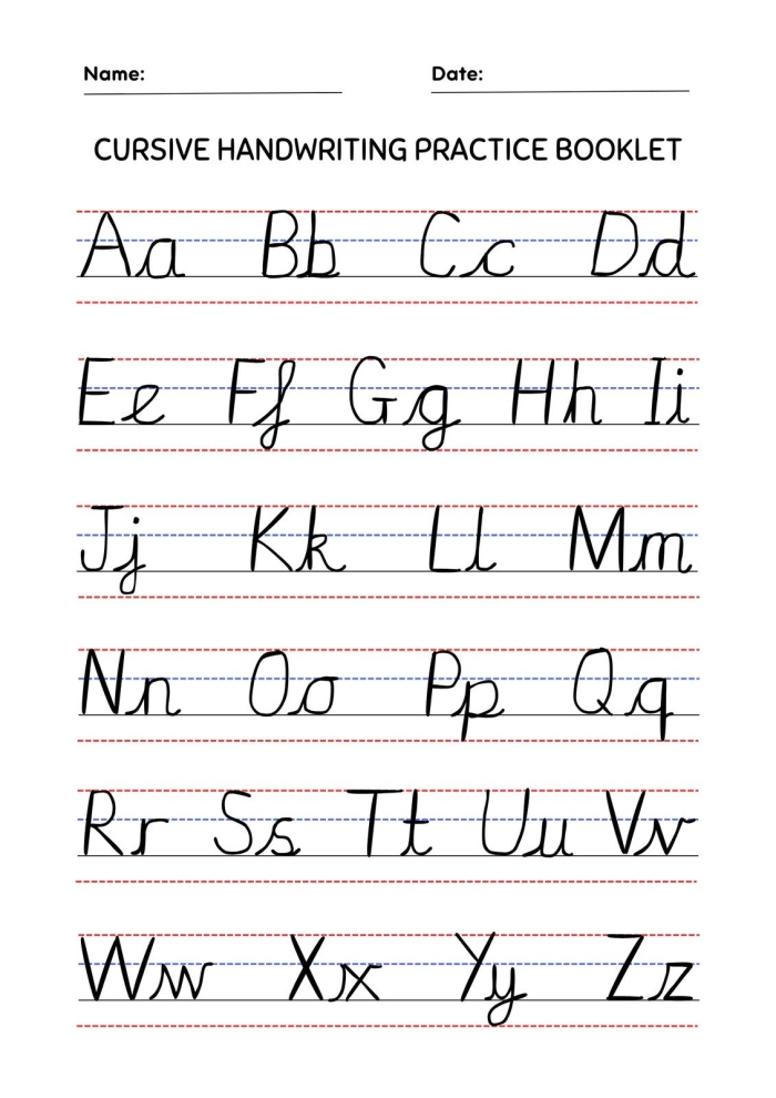 Cursive H worksheet for Third Grade