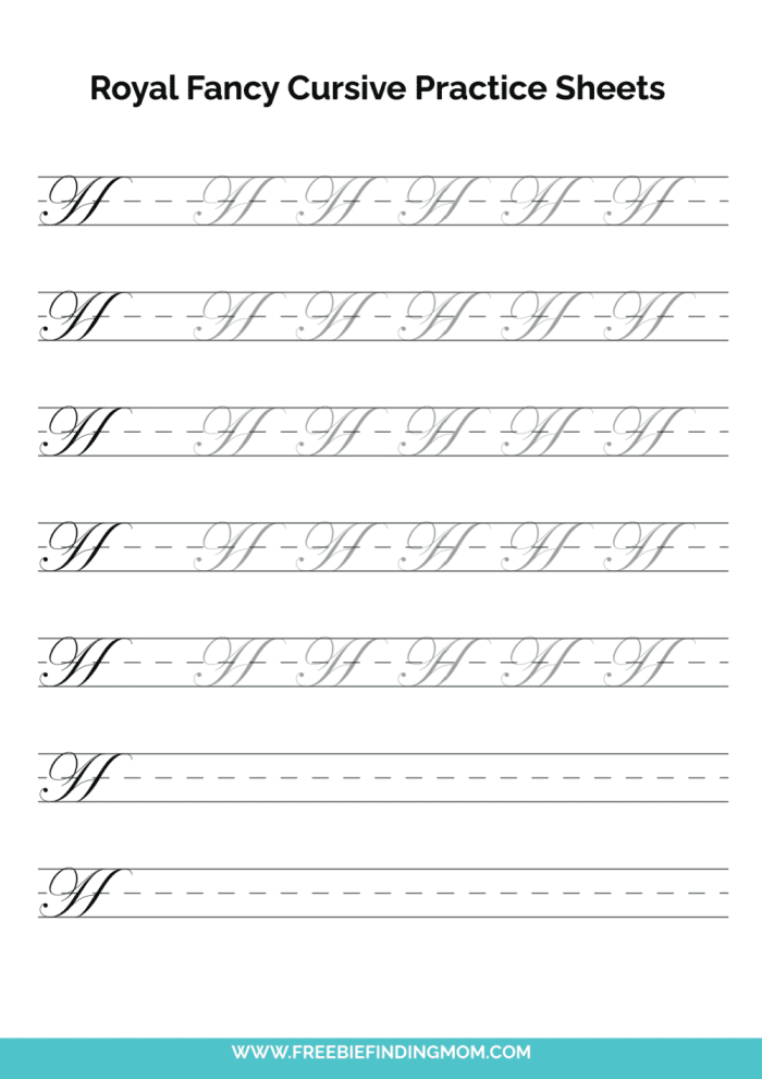 Cursive H worksheet for Third Grade