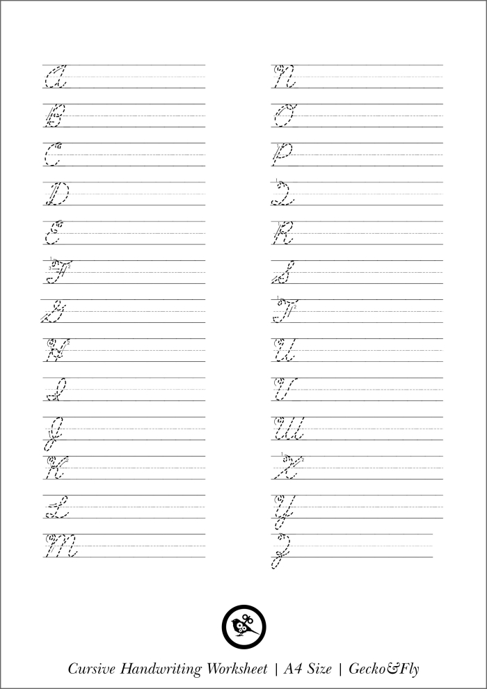 Cursive handwriting worksheet for third graders focusing on the letter "A" with an alligator theme