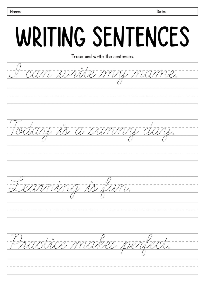 Cursive handwriting practice worksheet featuring capital and lowercase "A" for third graders