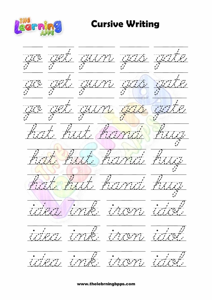 Cursive handwriting practice worksheet featuring capital and lowercase "A" for third graders