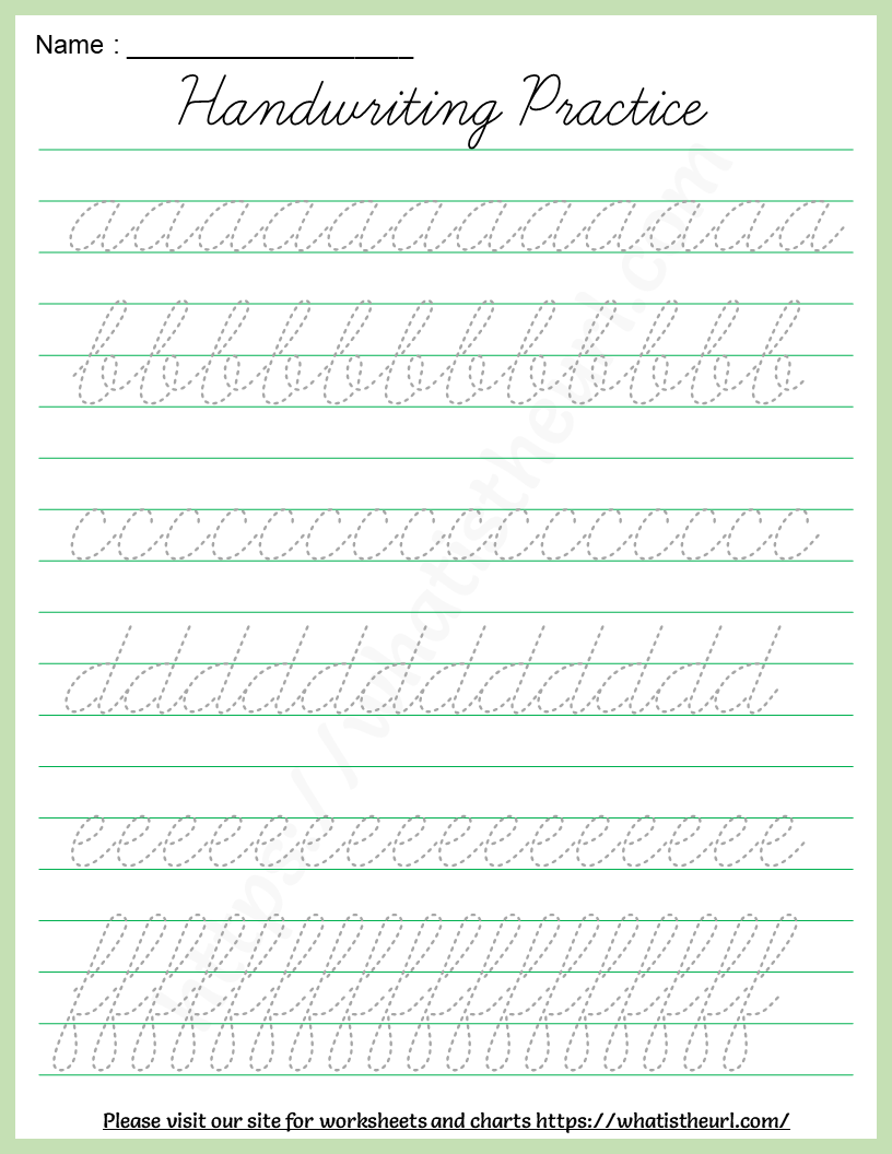 Cursive handwriting worksheet for third graders featuring capital and lowercase "A" for alligator practice