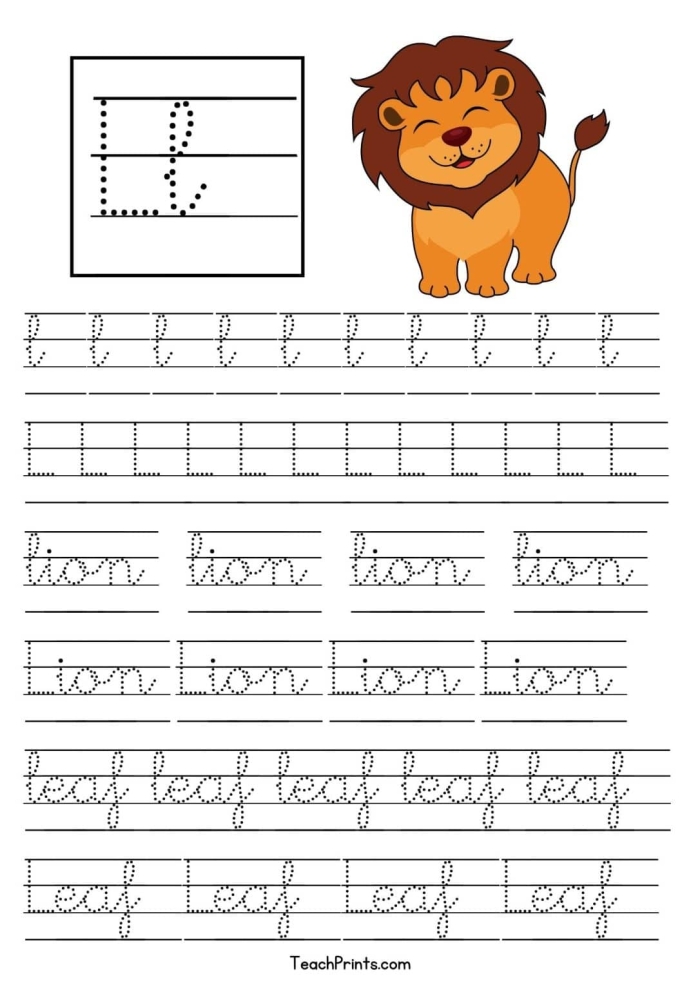 Practice your cursive L with this engaging third-grade worksheet Cursive L worksheet designed for third graders to enhance their handwriting skills