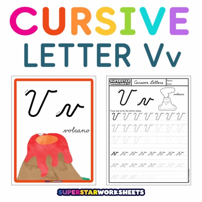 Handwriting worksheet for Third Grade Cursive V worksheet for Third Grade