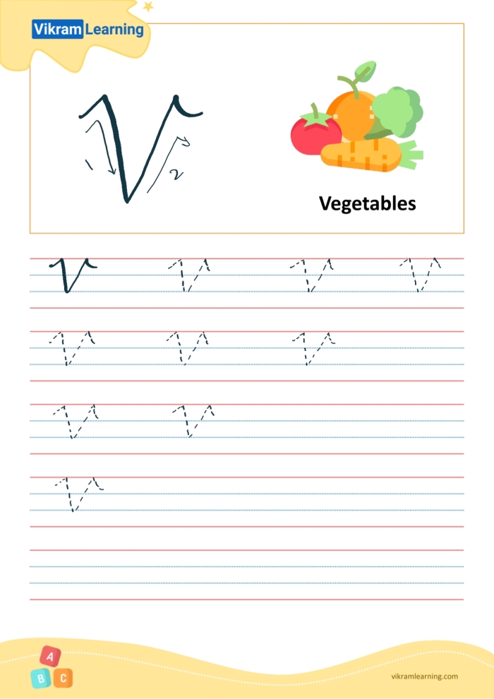Handwriting worksheet for Third Grade Cursive V worksheet for Third Grade