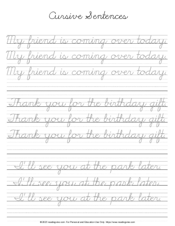Cursive Writing Practice: My Family worksheet for kids in third grade Cursive writing practice worksheet for third graders featuring family member names