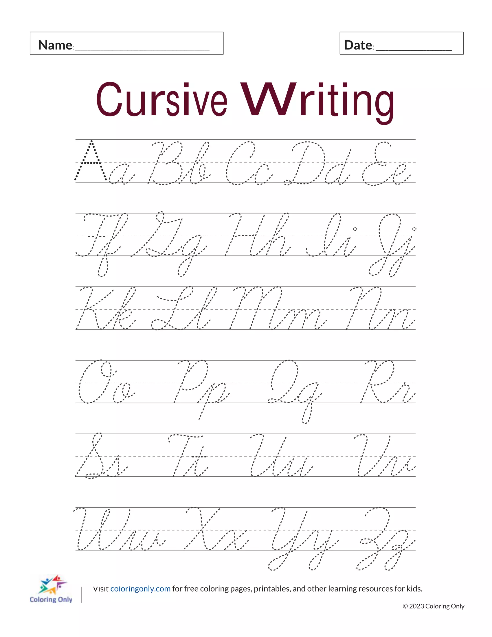 Cursive Writing Practice: My Family worksheet for third grade students Cursive writing practice worksheet for third graders featuring family member names