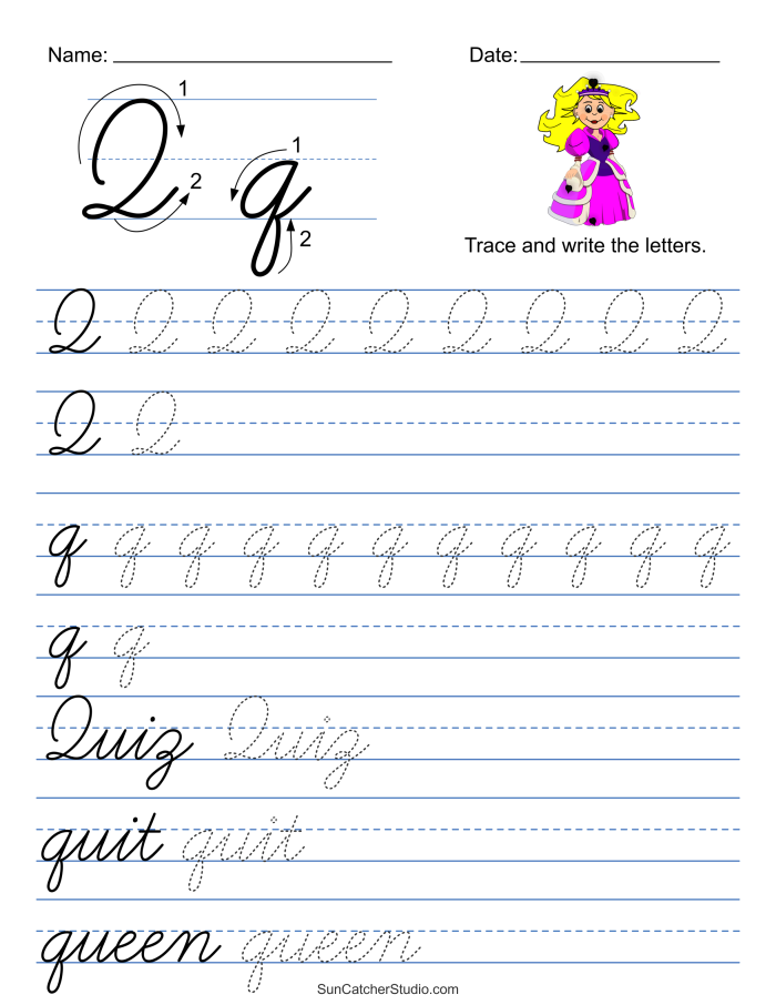 Worksheet image for practicing cursive with family names and pets Cursive writing practice worksheet featuring family member names for third graders