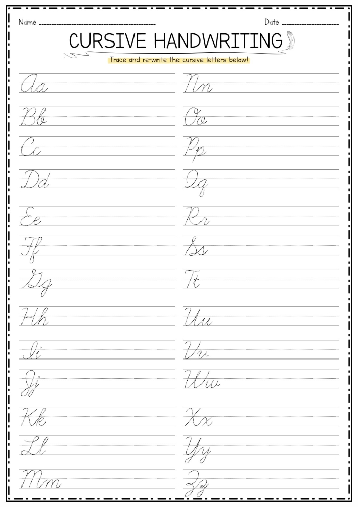 My Family Cursive Writing Practice Worksheet for Third Grade Cursive writing practice worksheet featuring family member names for third graders