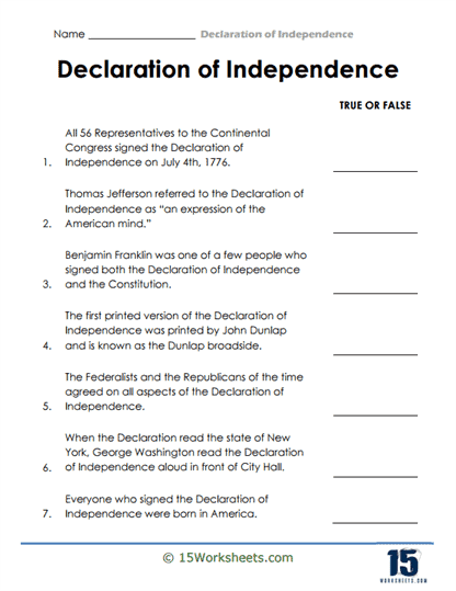 Color and learn about American history in this Declaration of Independence worksheet for kids Second grade worksheet on the Declaration of Independence with coloring activities