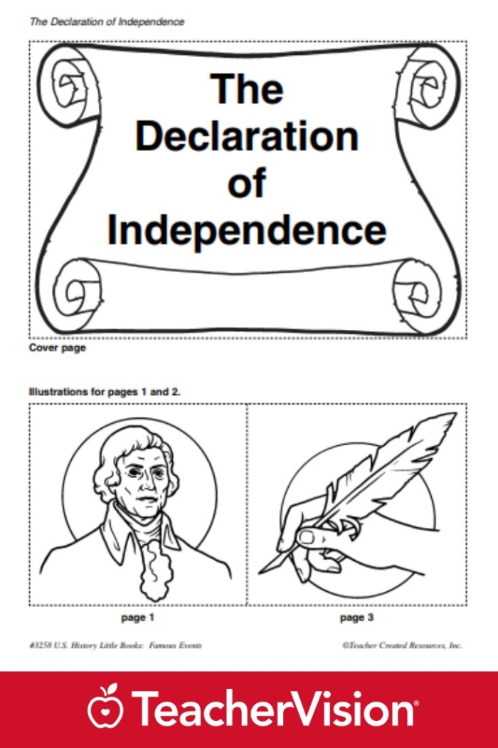 Coloring and reading worksheet about the Declaration of Independence for second graders on American heritage Second grade worksheet on National Symbols focusing on the Declaration of Independence with coloring activities
