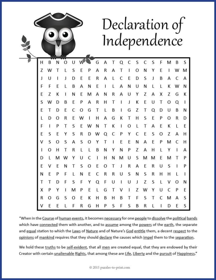Color and learn activity sheet featuring the Declaration of Independence for young students Second grade worksheet coloring page about the Declaration of Independence and national symbols