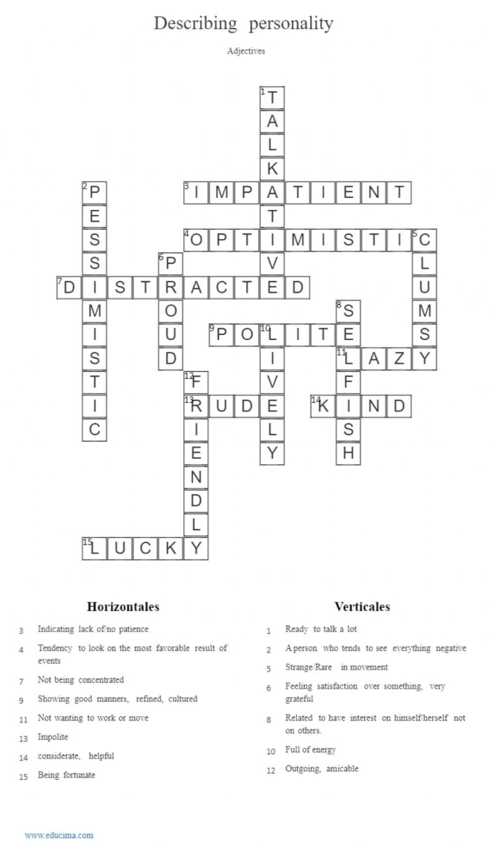 Second Grade phonics worksheet featuring an adjectives crossword puzzle to enhance descriptive language skills