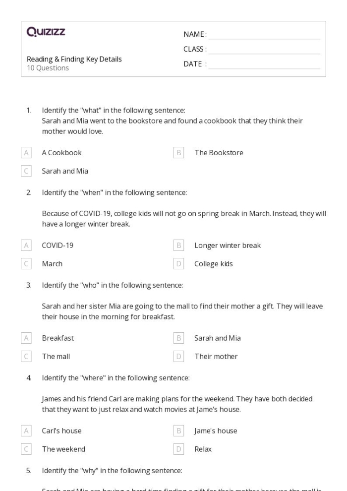 Writing worksheet for Fourth Grade Worksheet for fourth graders focused on identifying adverbial phrases in nonfiction texts. Discovering Details worksheet for understanding supporting details.