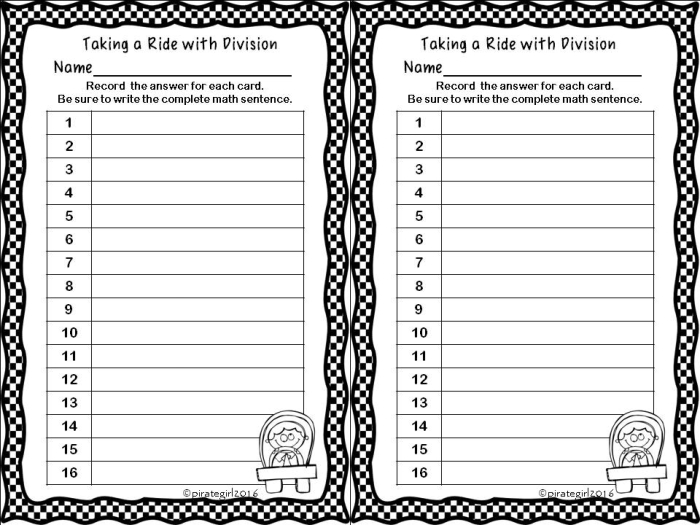 Division word problem cards for fourth-grade students to enhance their skills. Engaging worksheet for practicing division through real-life scenarios.