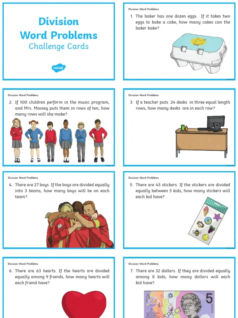 Fun Printable Worksheets for Division Word Problems